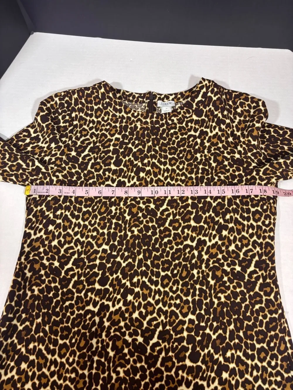 J. Crew Leopard Cheetah Animal Print Shift Dress K2150 Size 8 long sleeve